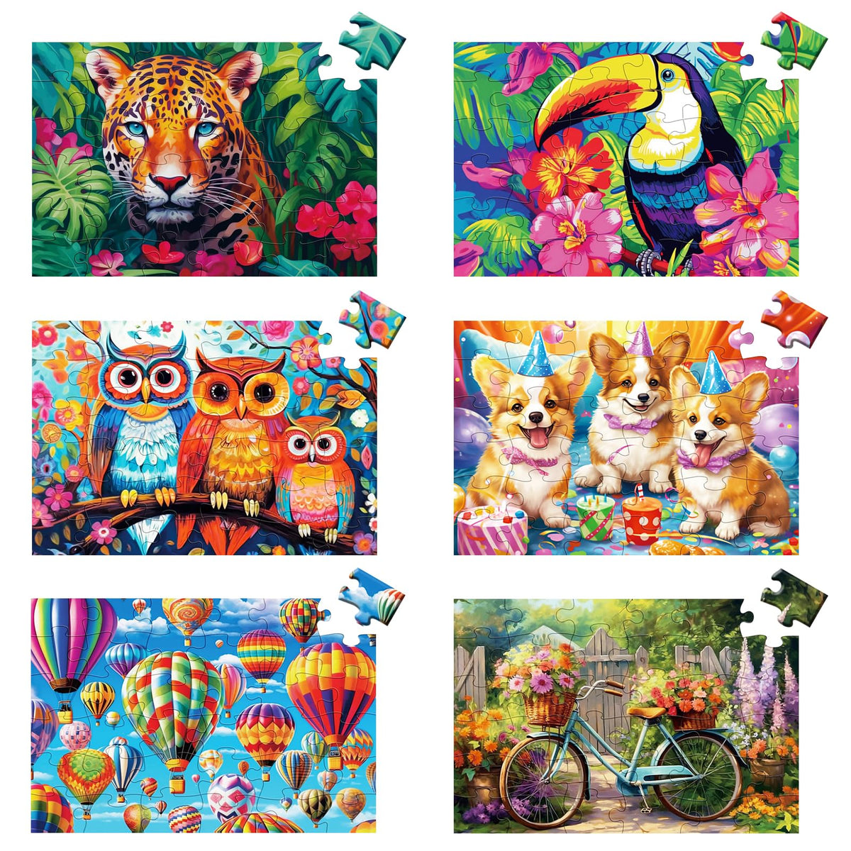 Maiqufa 6-pack 36-large-piece puzzles for seniors—easy-to-handle pieces for dexterity.