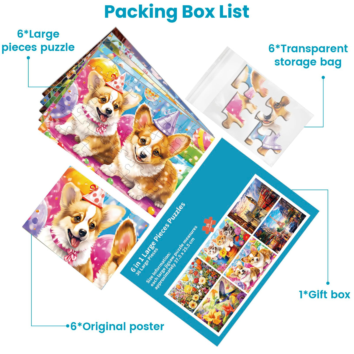 Maiqufa six-pack puzzles with storage bags for organized play for seniors.