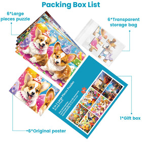 Maiqufa six-pack puzzles with storage bags for organized play for seniors.
