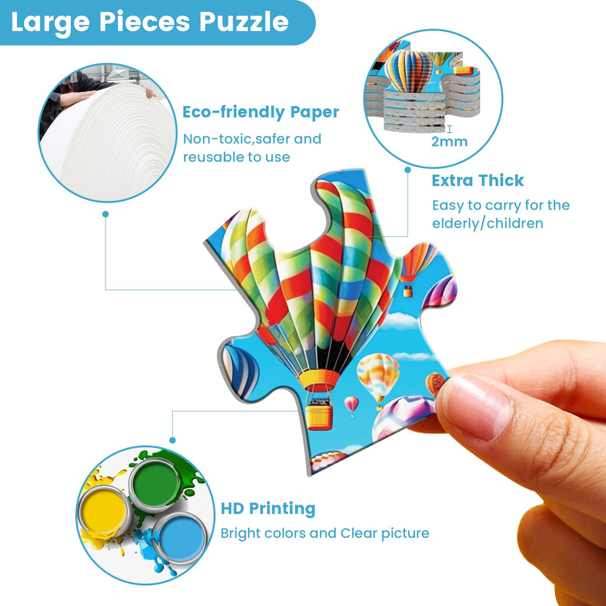 Maiqufa thick textured pieces aid grip and control during puzzle assembly.