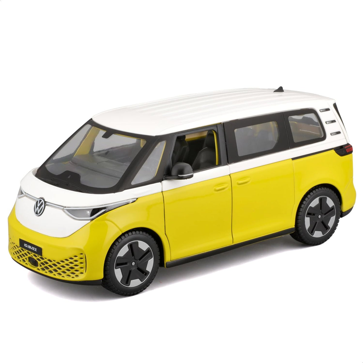 Maisto 1:24 SE VW ID. Buzz front view highlights true-to-scale detailing for display