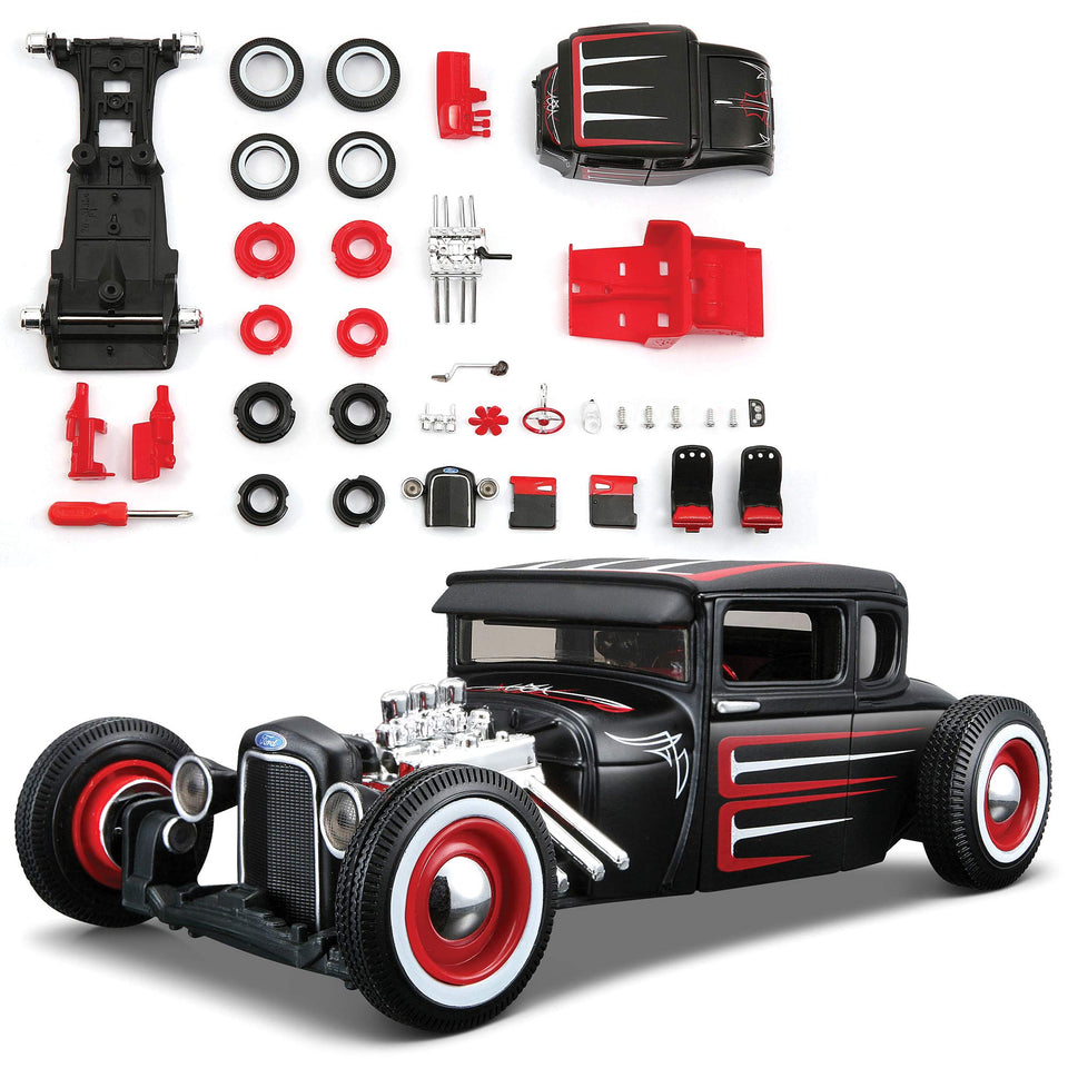 Maisto 1929 Ford Model A diecast kit with detailed assembly features for hobbyists.
