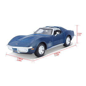 Maisto Corvette blue interior detail showcases authentic cabin for realistic shelf viewing.