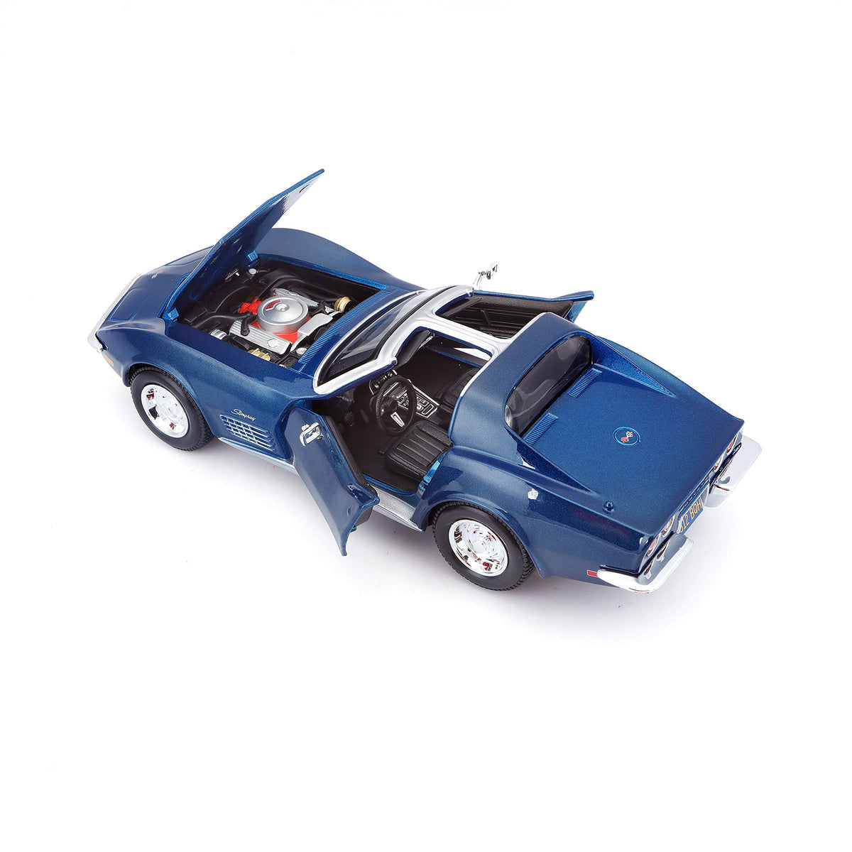Maisto blue-wheeled rolling model offers smooth motion for dynamic displays.