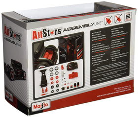 Maisto 1:24 scale assembly line image showing openable parts and rolling wheels.
