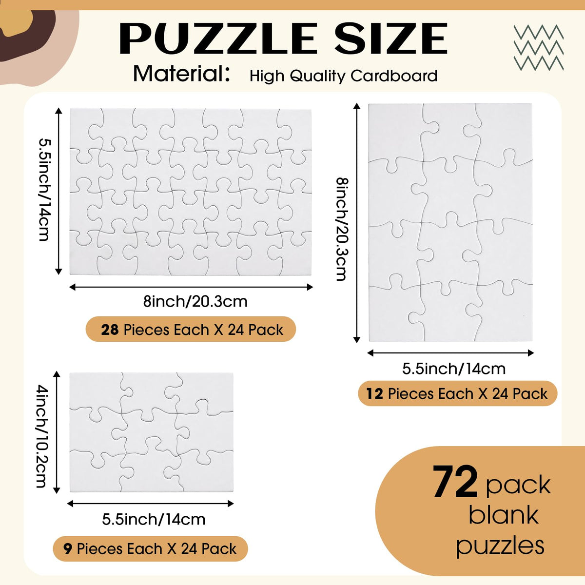Maitys 12-piece blank puzzle set ideal for themed activities