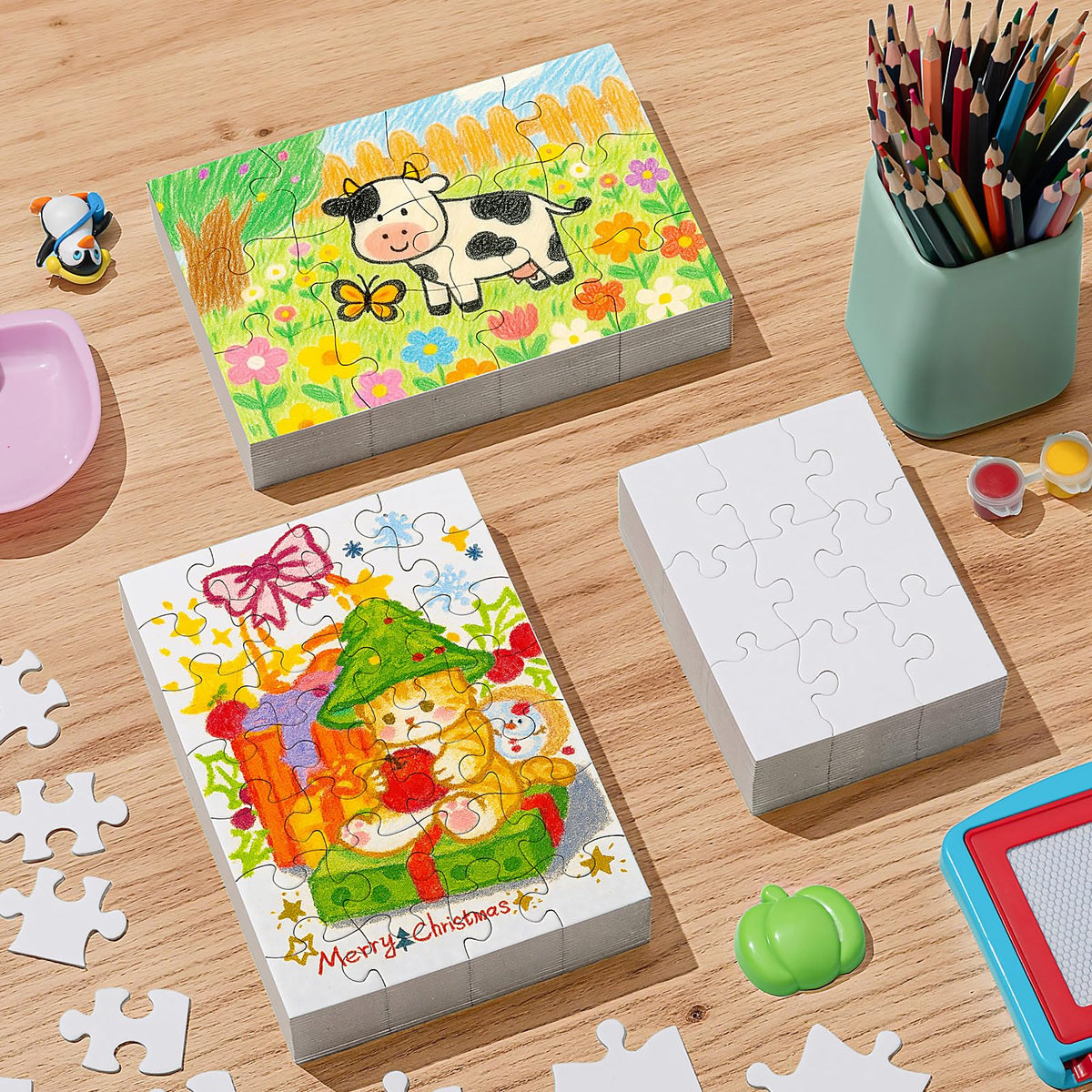 Maitys 9-piece blank puzzle set for collaborative party crafts