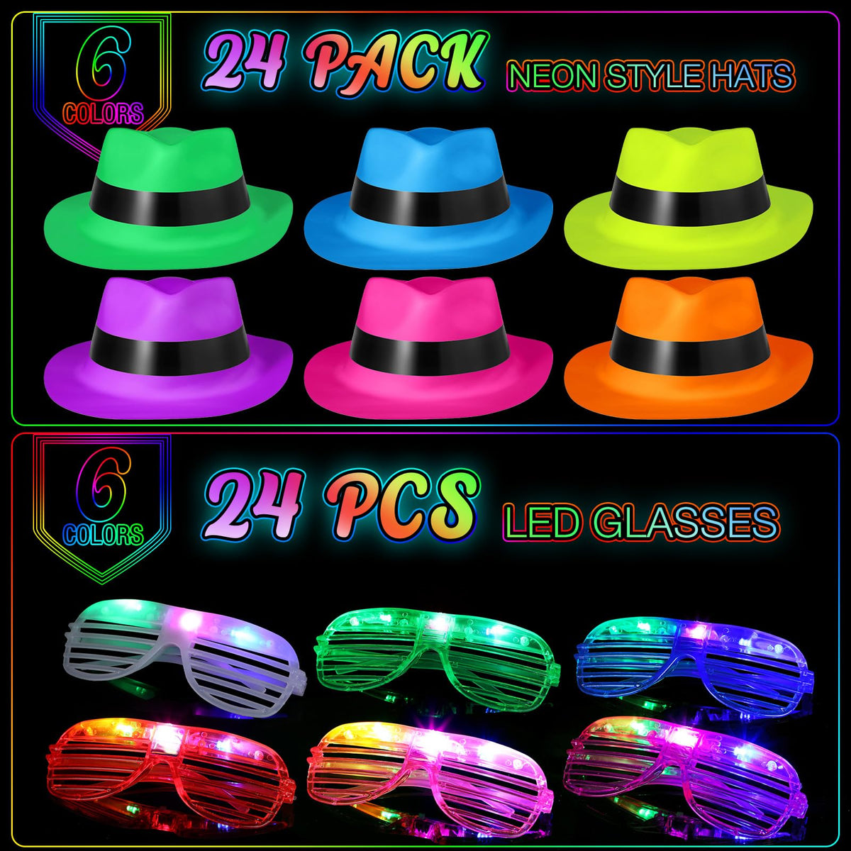 Maitys neon flashing glasses ready for selfies and party ambiance