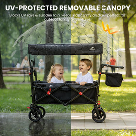 MAIZOA Foldable Wagon enhances family travel with removable canopy.
