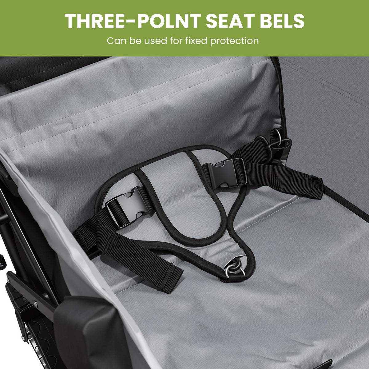 MAIZOA Foldable Wagon's 3-point belt keeps riders secure.