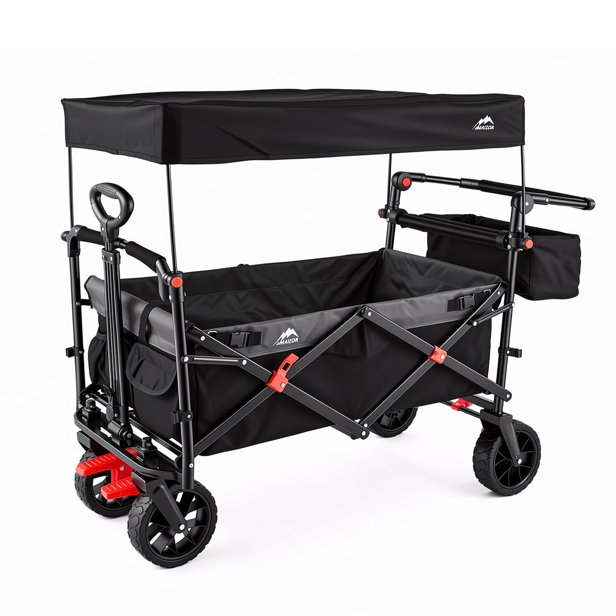 MAIZOA Foldable Wagon with Removable Canopy provides shade and easy setup for outings.