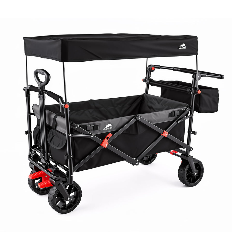MAIZOA Foldable Wagon with Removable Canopy provides shade and easy setup for outings.