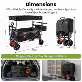 MAIZOA Foldable Wagon offers two-child capacity for family trips.