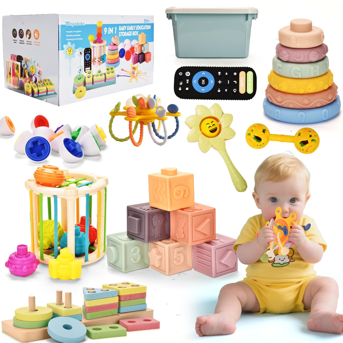 Majabike 9in1 soft building blocks for tactile play and motor skill development