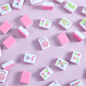 Compact Majolicia Mahjong set displayed on a game-night table.