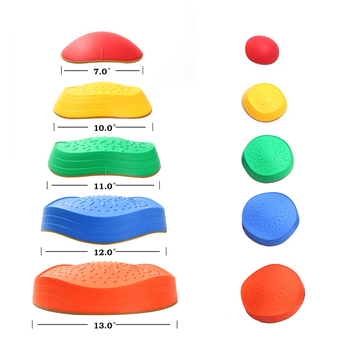 Makarci balance stones shown in varied configurations for obstacle courses.