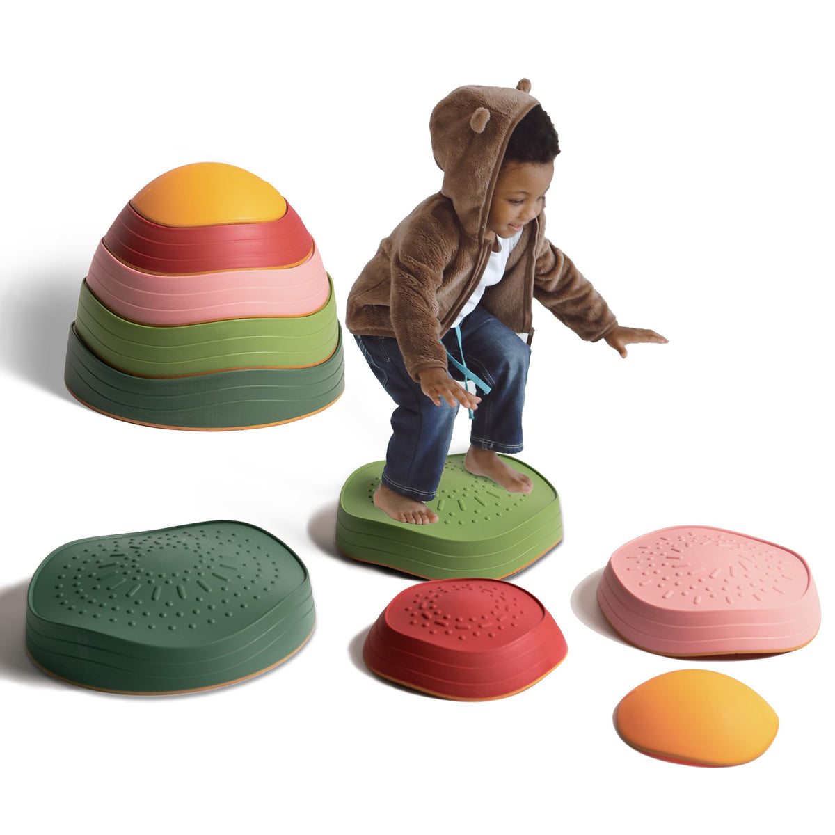 makarci Balance Stones non-slip base supports toddlers' safe outdoor play
