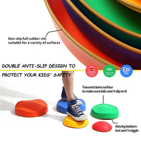 Makarci stepping stones feature embossed surface to reduce slips during play.