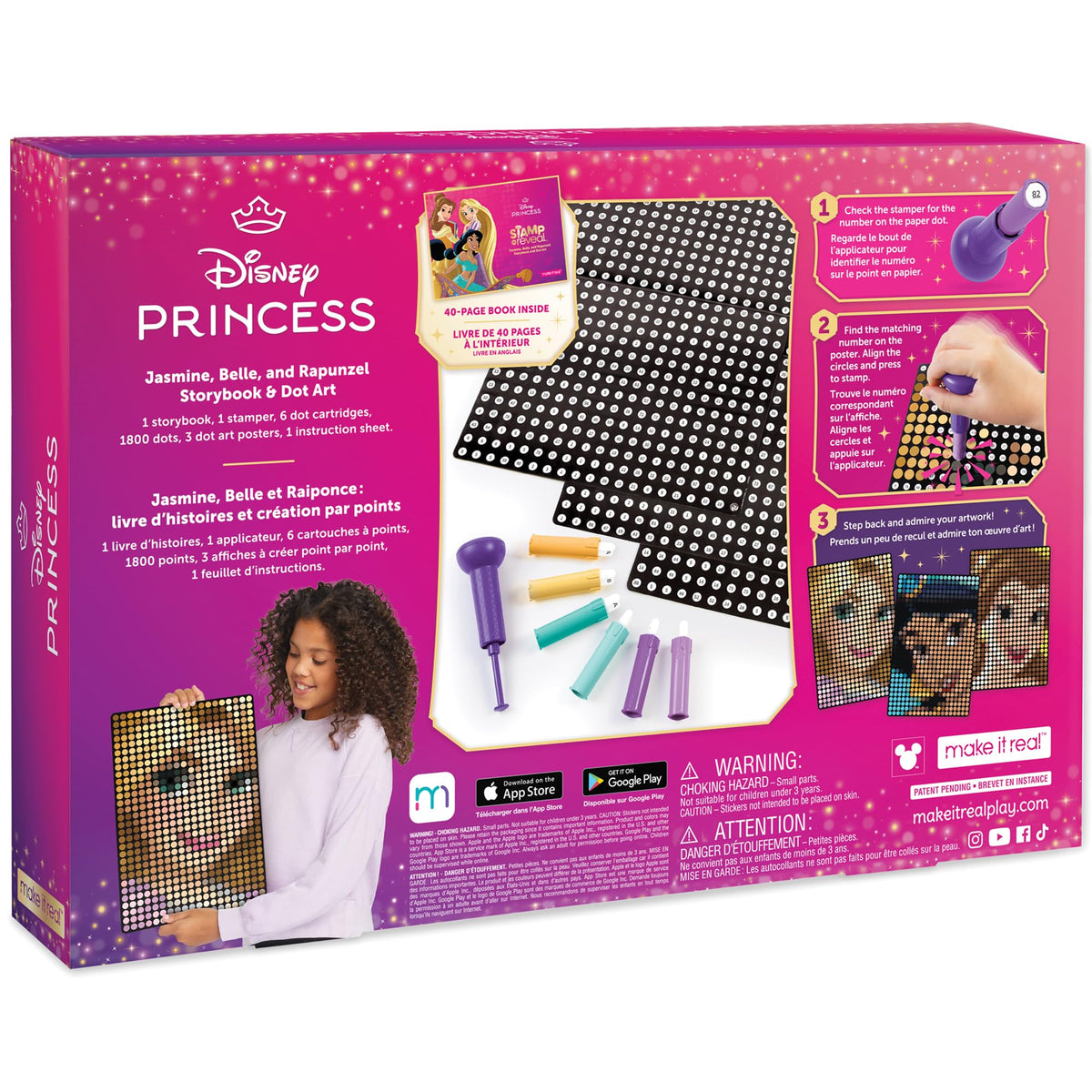 Make It Real Disney Princess Dot Art Set Belle poster inspires focused, colorful play.