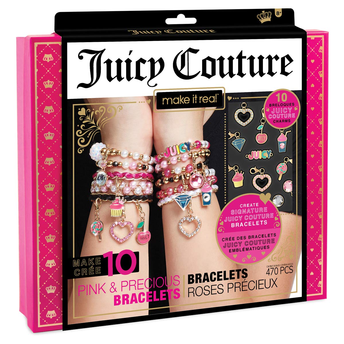 Make It Real Juicy Couture pink bracelets kit for creative tween jewelry making.