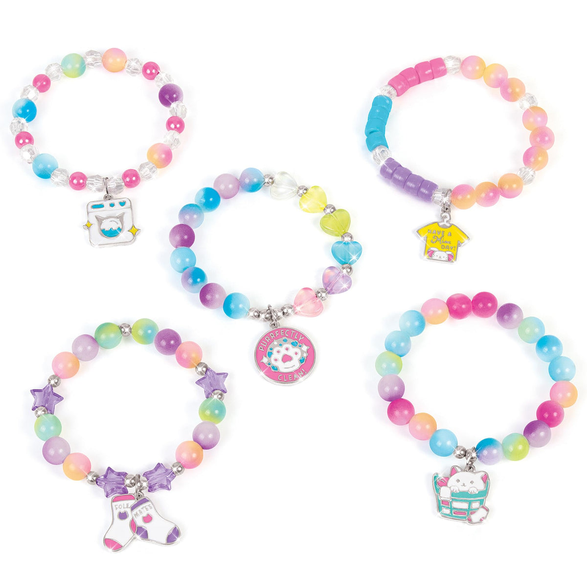 Make It Real Purr-Fect Wash N Bead Bracelets fizzy-powder packets close-up