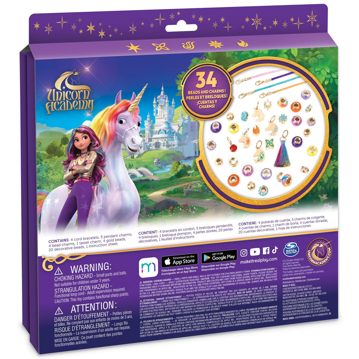 Make It Real Unicorn Academy cord and beads set for versatile bracelet design.