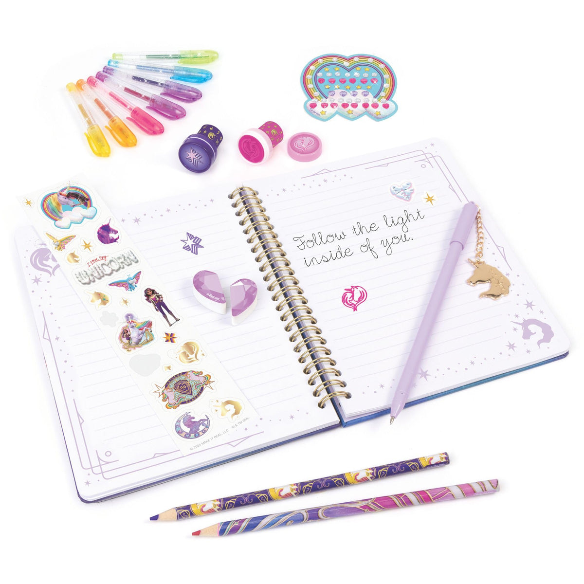 Make It Real Unicorn Academy gem sheet decorates pages with sparkle
