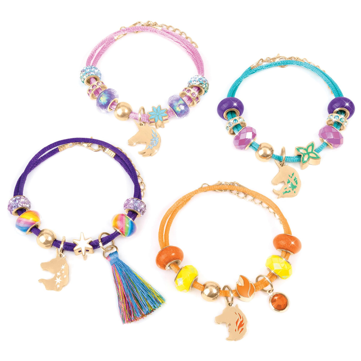 Make It Real Unicorn Academy pendant charms close-up shows whimsical characters.