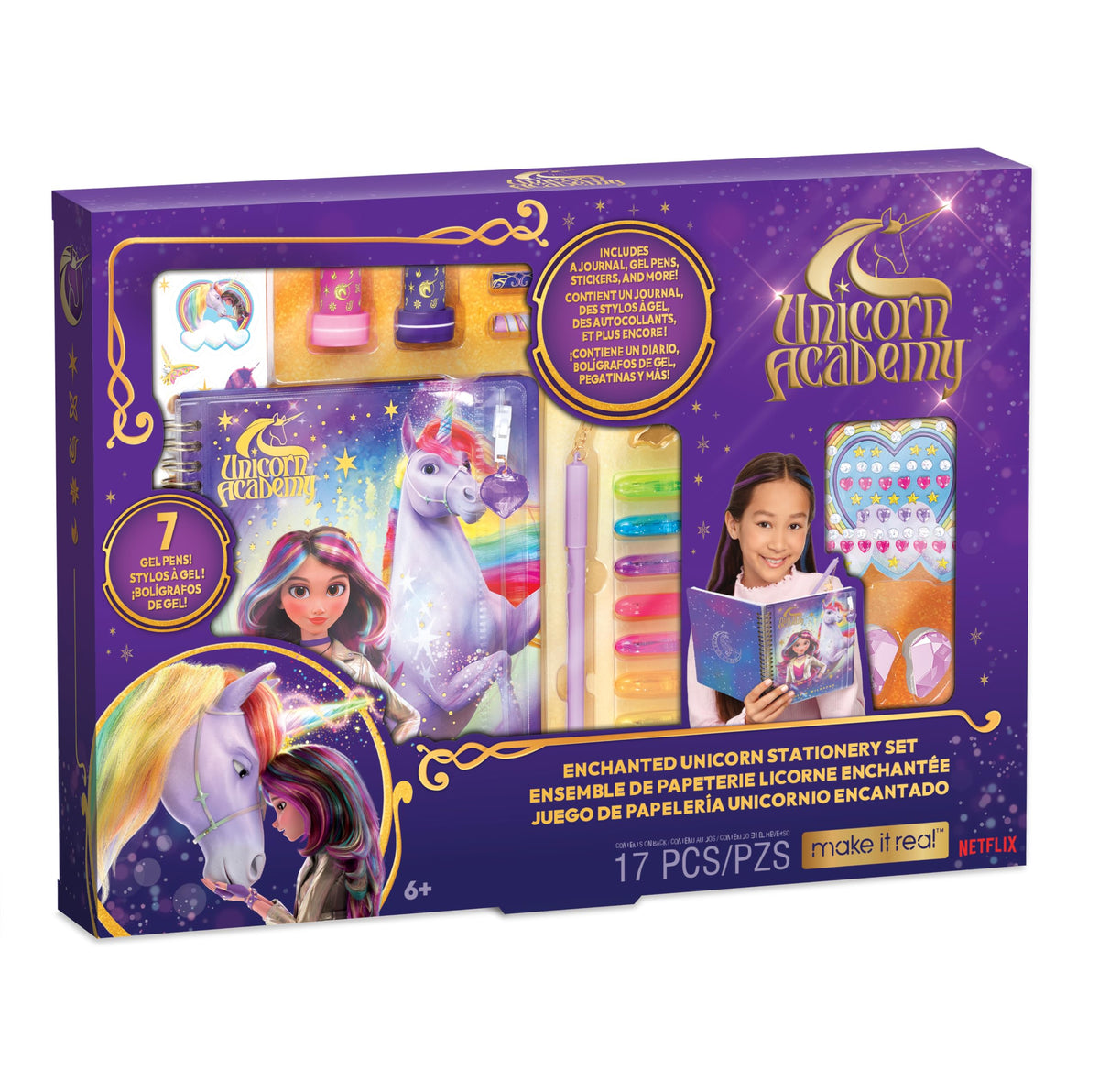 Make It Real Unicorn Academy spiral pouch journal for creative journaling and doodling