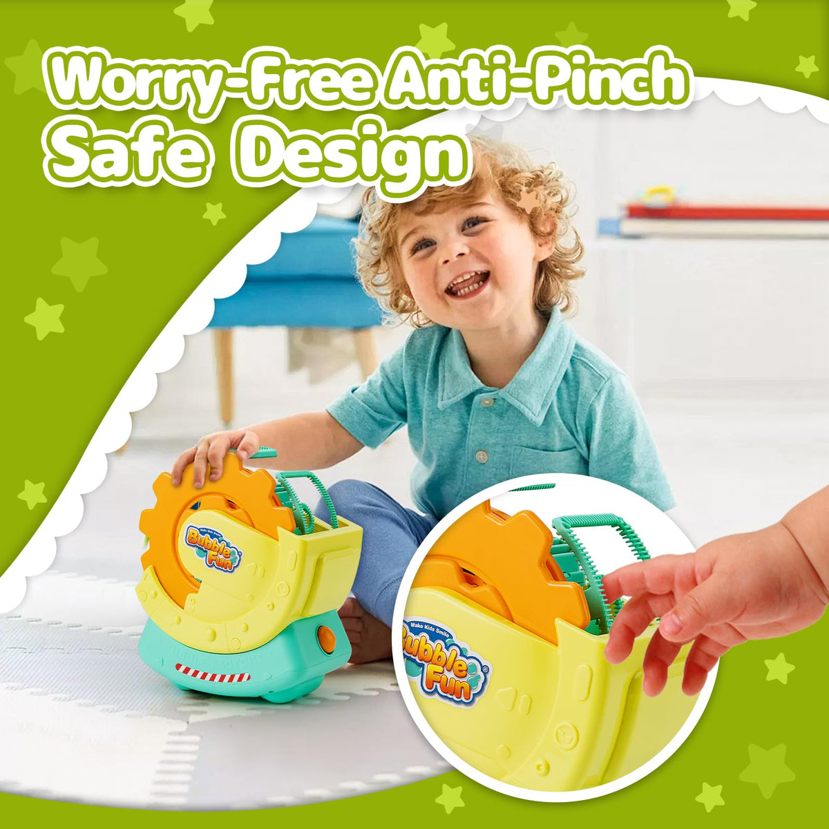 MAKE KIDS SMILE BUBBLE FUN 8oz-solution included keeps bubbles flowing safely.