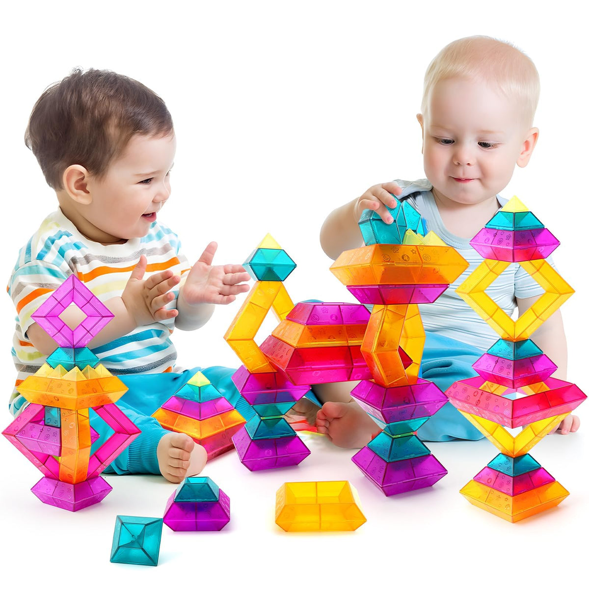 MAKE KIDS SMILE BUBBLE FUN varied shapes and colors spark creativity and engineering thinking.