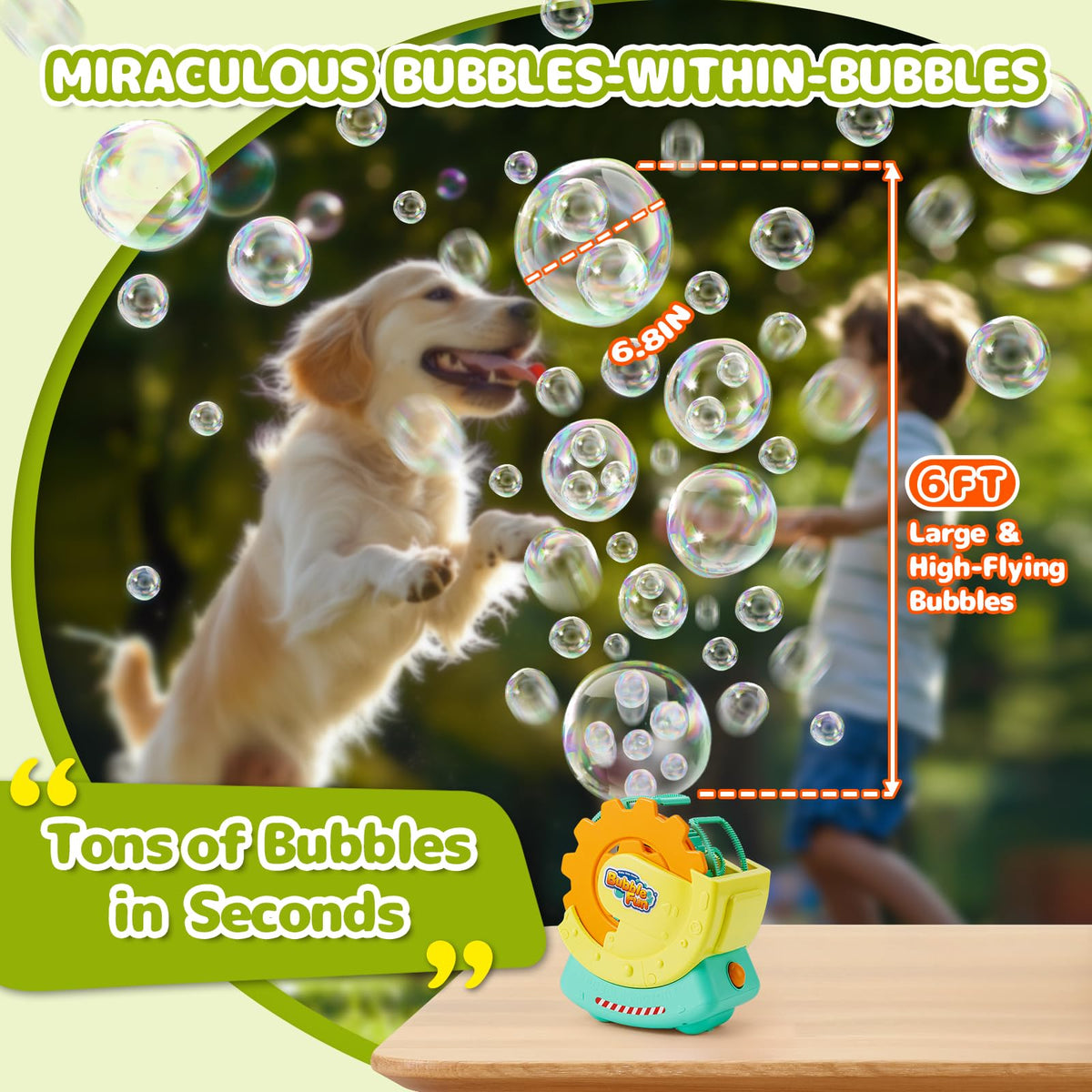 MAKE KIDS SMILE BUBBLE FUN extra-large-bubbles delight kids at outdoor parties.