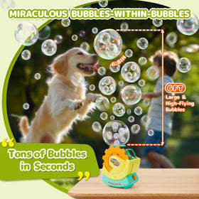 MAKE KIDS SMILE BUBBLE FUN extra-large-bubbles delight kids at outdoor parties.
