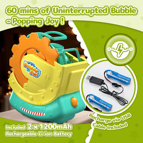 MAKE KIDS SMILE BUBBLE FUN fast-automatic-operation ensures effortless bubble magic.
