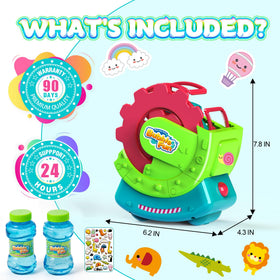 Make Kids Smile Bubble Fun bubbles rise up to seven feet in the air during play.