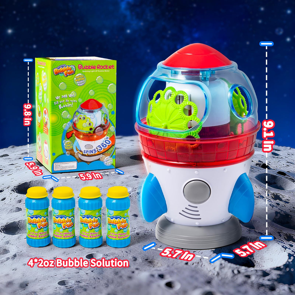 MAKE KIDS SMILE BUBBLE FUN ready-to-use solution included for instant play.
