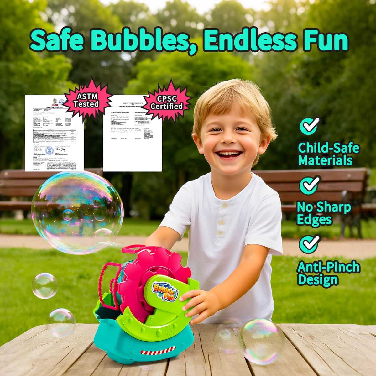 Durable non-toxic ABS with smooth edges for kid-friendly safety.