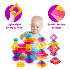 MAKE KIDS SMILE BUBBLE FUN safe, CPC-certified blocks with smooth edges.