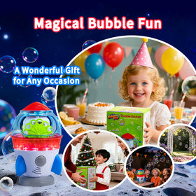 MAKE KIDS SMILE BUBBLE FUN space-explorer design inspires imaginative bubble adventures.