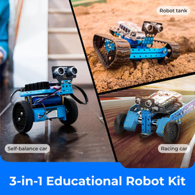 Makeblock mBot Ranger dashing-raptor racing-car mode enables fast, engaging STEM play.