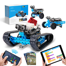 Makeblock mBot Ranger land-raider assembly shows sturdy construction for versatile terrain play and learning.