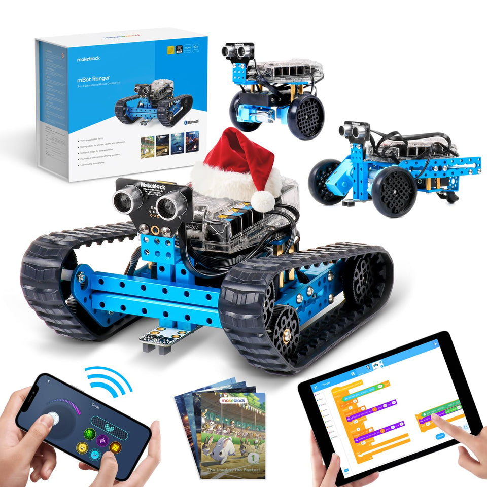Makeblock mBot Ranger land-raider assembly shows sturdy construction for versatile terrain play and learning.
