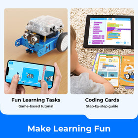 Makeblock mBot tutorials and apps shown for coding learning
