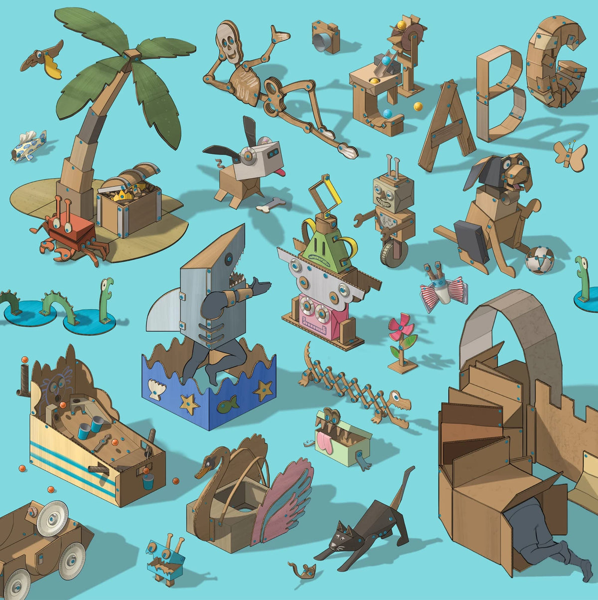 Makedo Explore assembly-ideas board highlights quick-start projects for beginners
