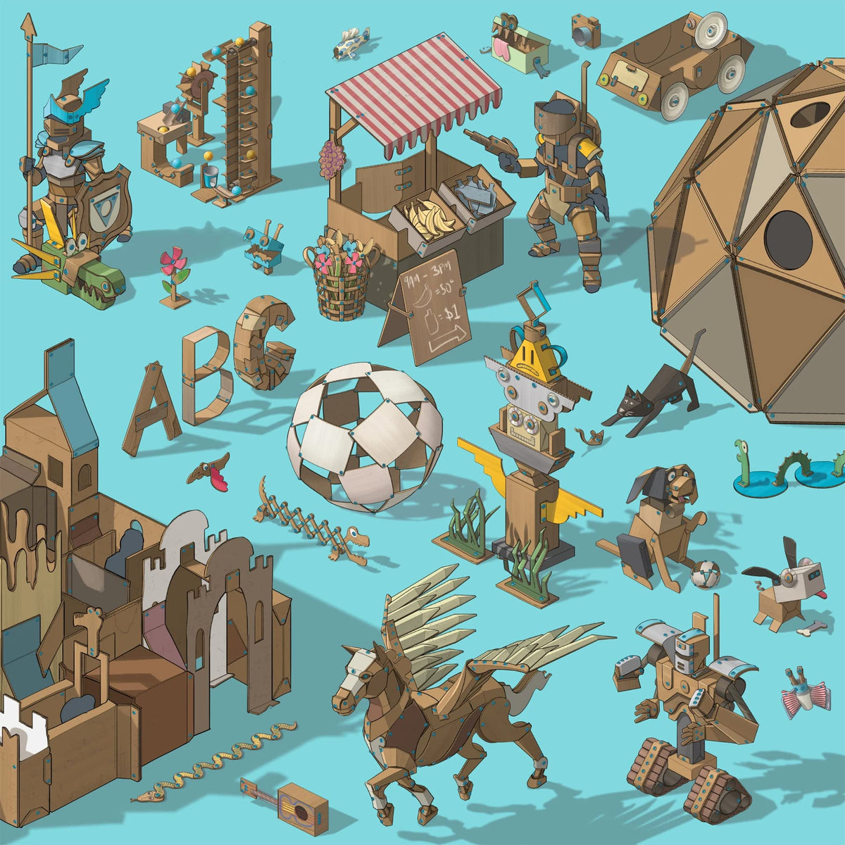 Makedo Invent reusable cardboard parts ready for quick builds.