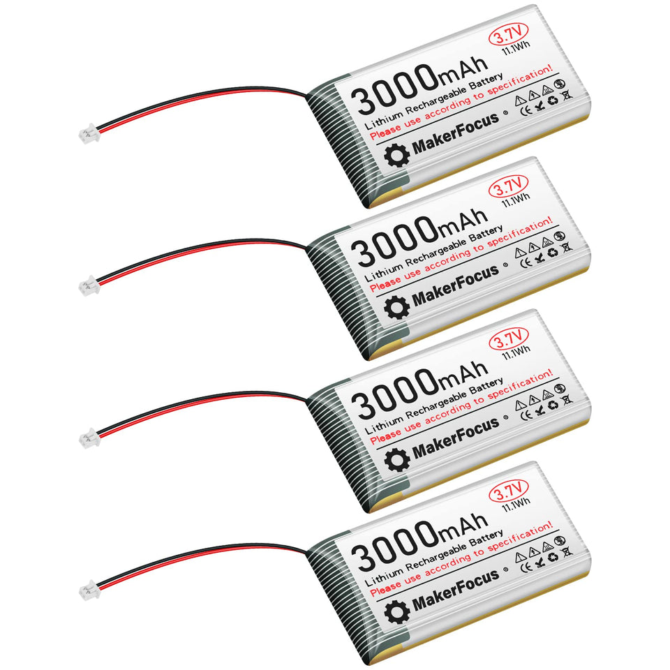 MakerFocus 4-pack 3.7V LiPo battery set with protection board for ESP32 projects