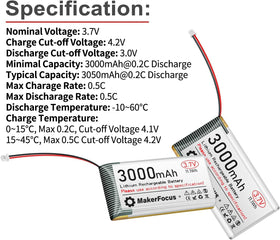 MakerFocus JST 1-25 plug on LiPo battery for easy ESP32 wiring