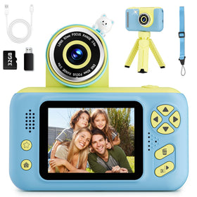 Makolle Kids Camera with 180° flip lens captures sharp photos and videos.