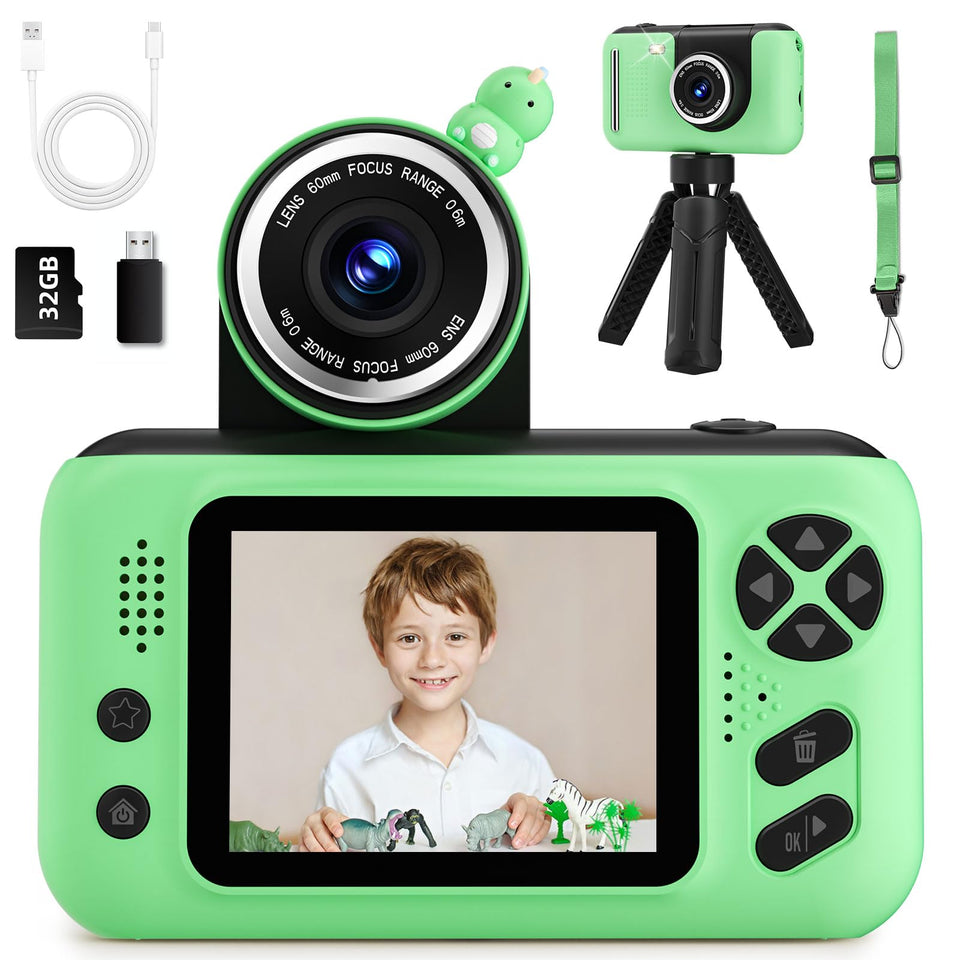 Makolle kids camera with 180-degree flip screen for easy selfies and richer angles