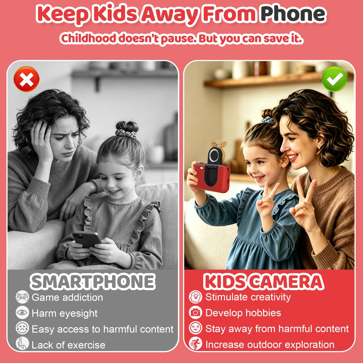 Makolle camera’s durable, shockproof body withstands kid adventures and drops.